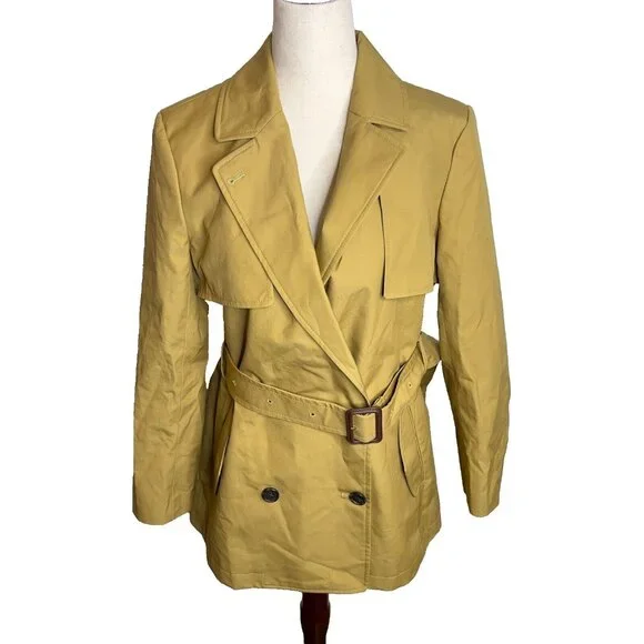 J.Crew Womens $298 Cropped Icon Trench Coat Brown Size 12 CC076 - Picture 2 of 9